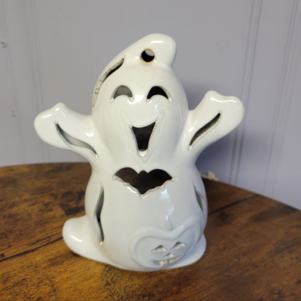 Vintage ceramic ghost candle holder 7×6×4 super cute